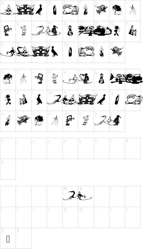 IdolsTwo font character map