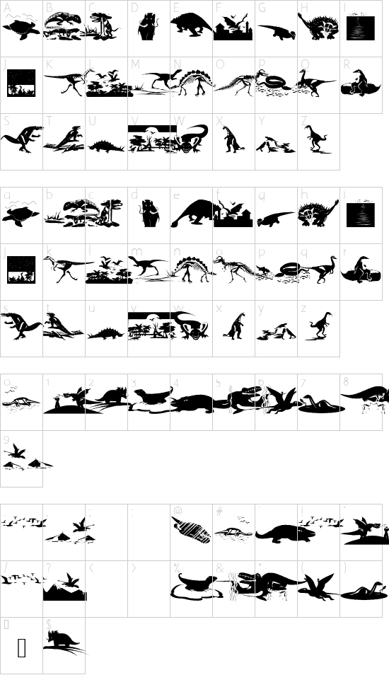 RememberMesozoikum font character map