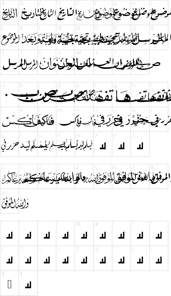 Mcs Letter Word 3 font character map