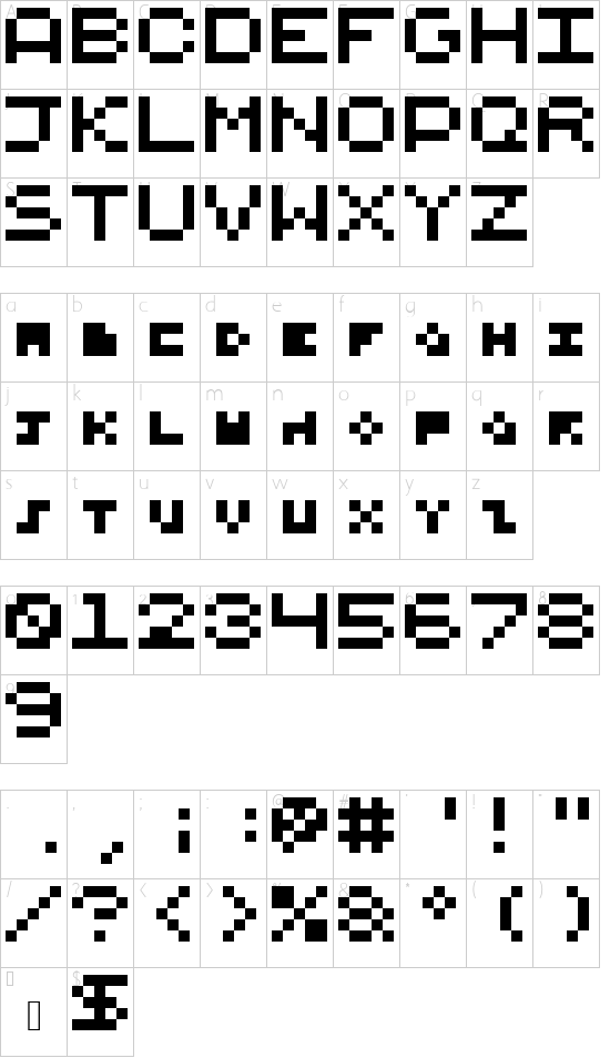 5x5 Pix Regular font character map