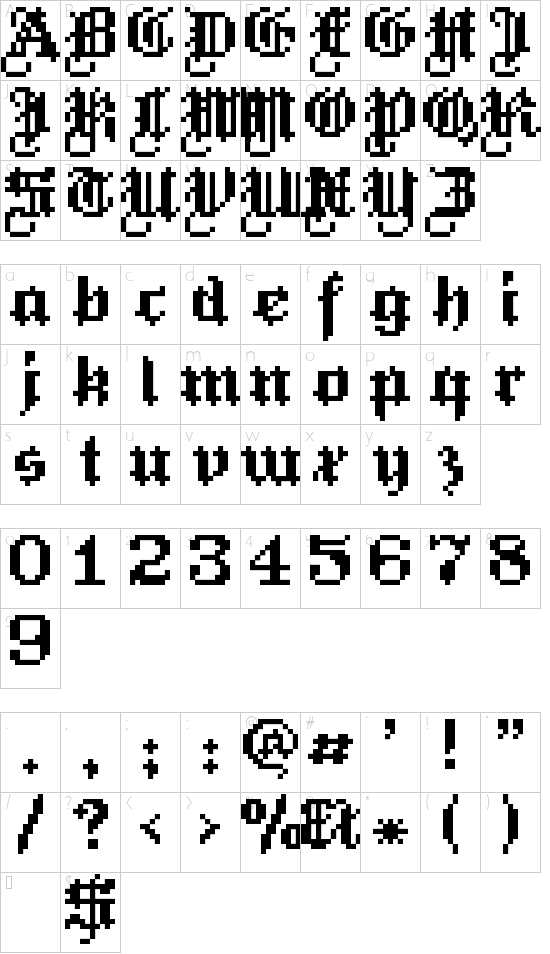 HeinzHeinrich font character map