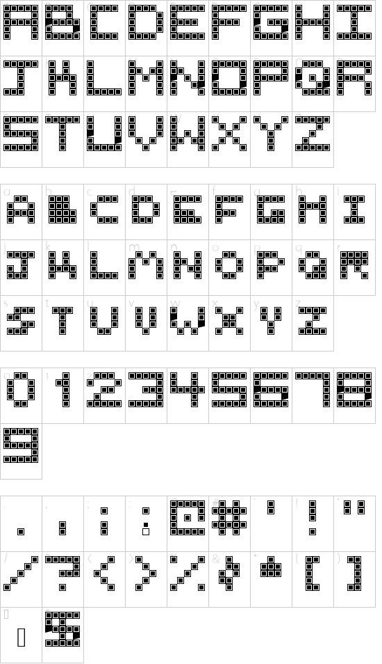 Tetris Block Regular font character map