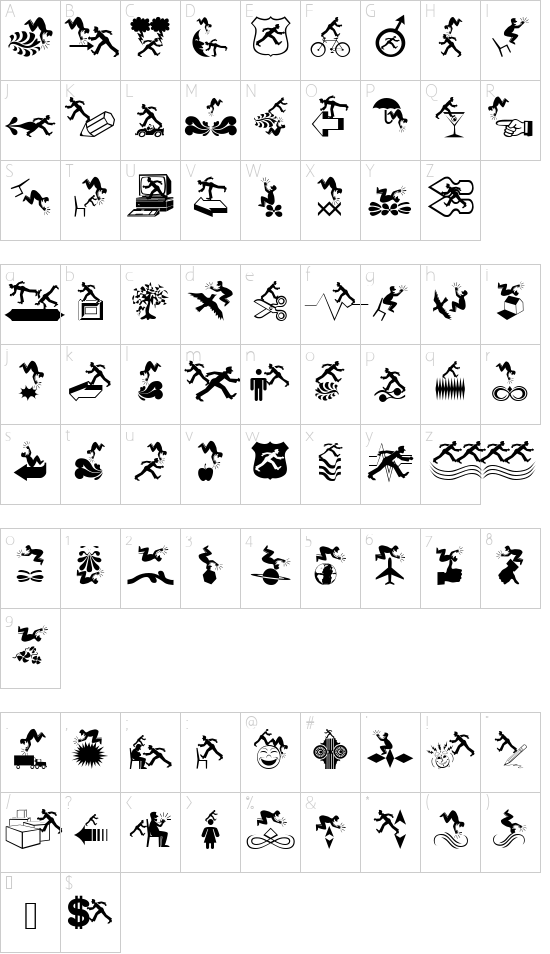 FlightsDreams font character map