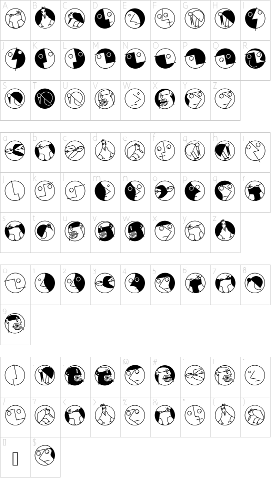 MkDrawings font character map