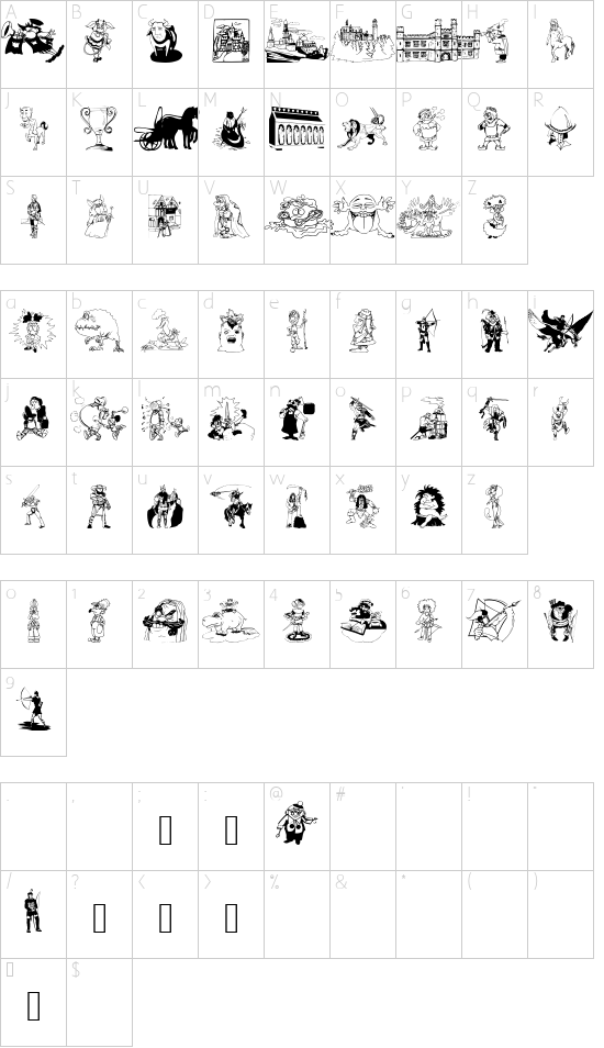 ModernPeace font character map