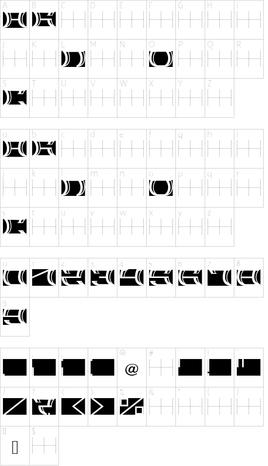 SLOBA_08 font character map