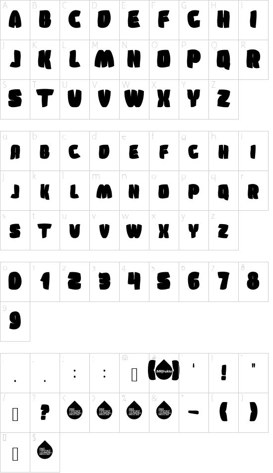 SumkinfreetypeMRfrukta2010 font character map