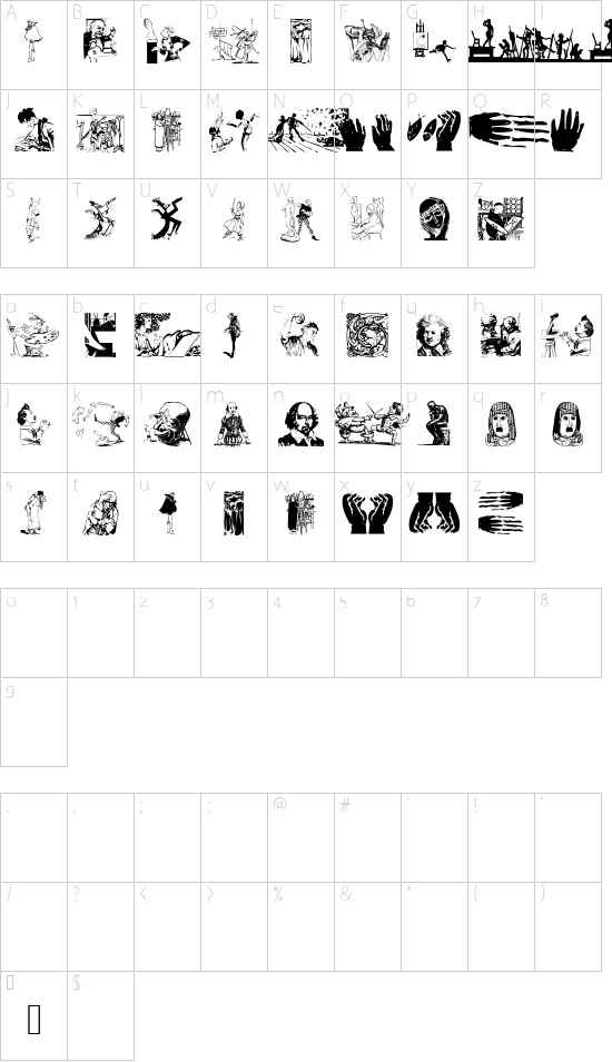 FineArts font character map