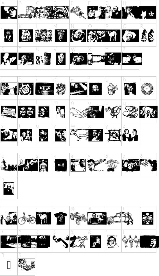 3-2-1-jungbats font character map