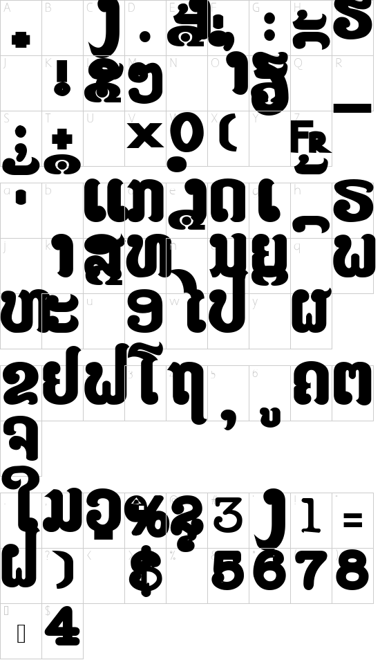 LAOMAY_1  CHAREUNSINH font character map