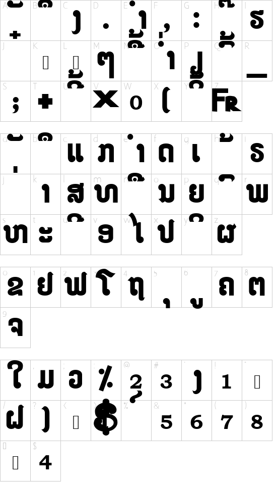 LAOMAY_2 CHAREUNSILP font character map