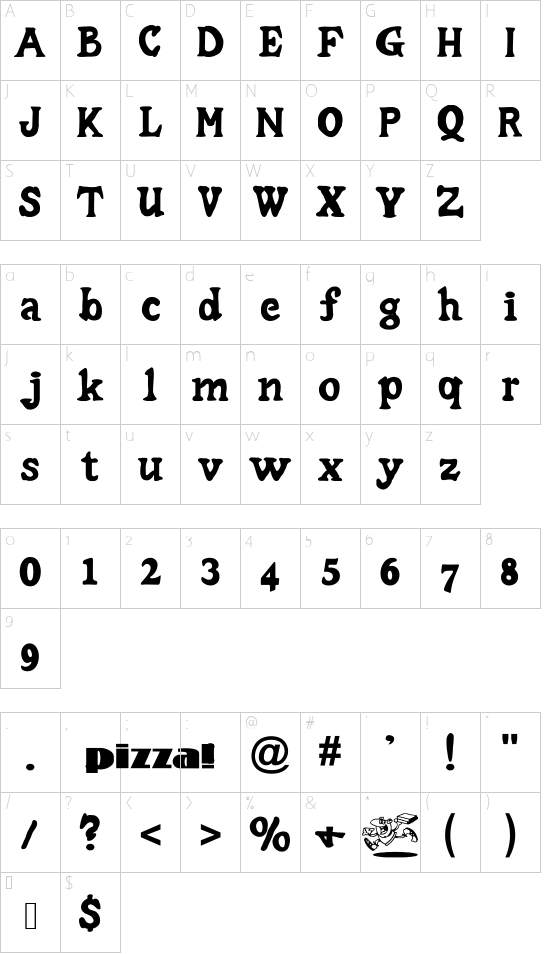 Little Caesar font character map