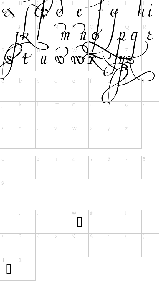 Trinculo font character map