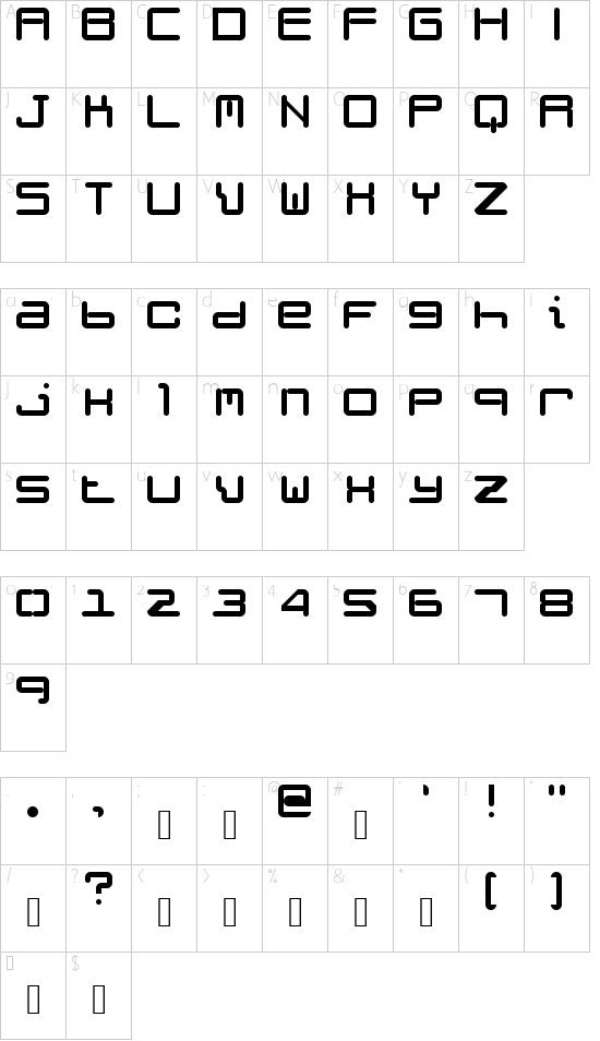 Weird Science NBP Regular font character map