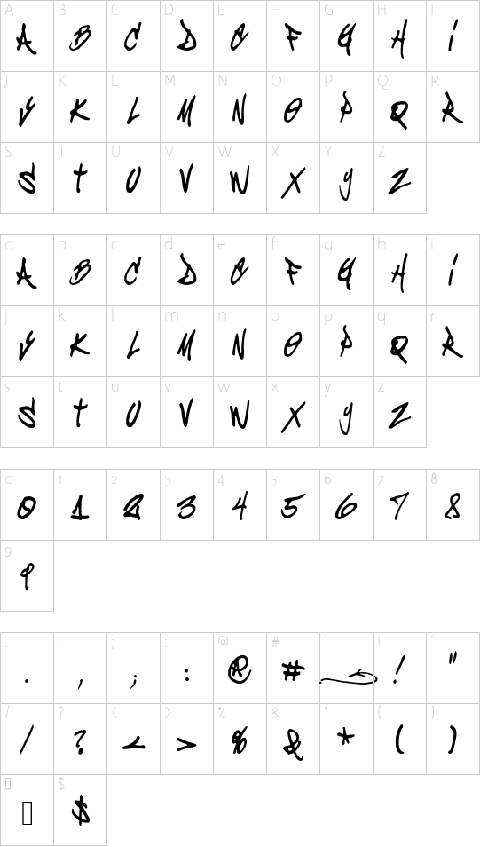 Beraka Font font character map