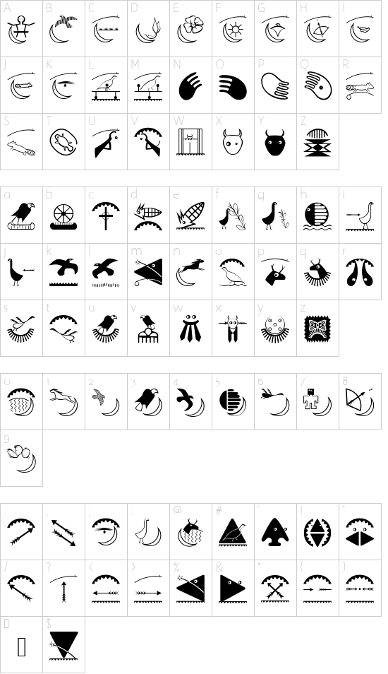 AmericanInhabitants font character map