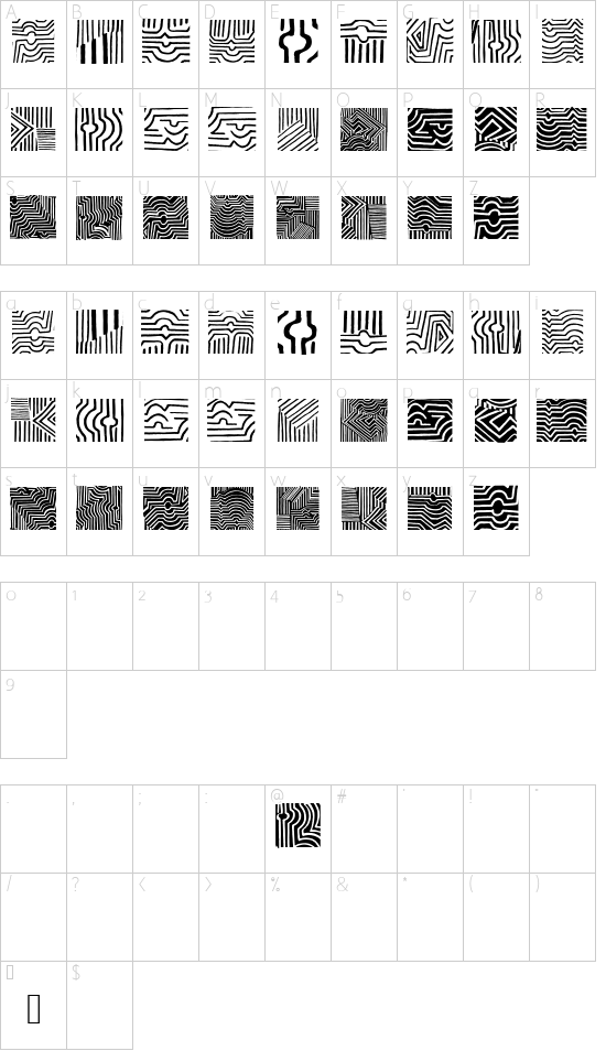 VasarelyWasHere font character map