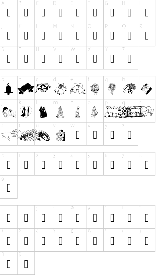 wmwedding font character map