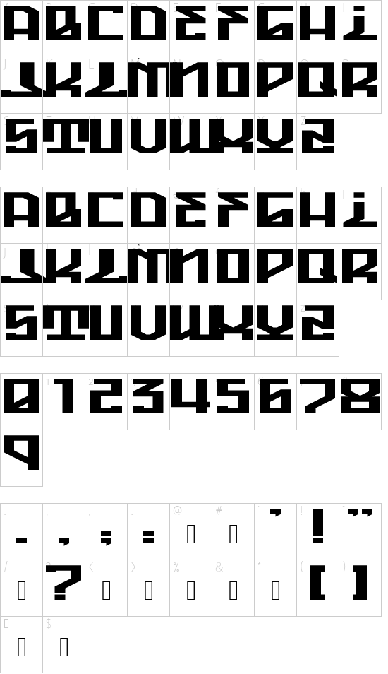 High Marker Flat Regular font character map
