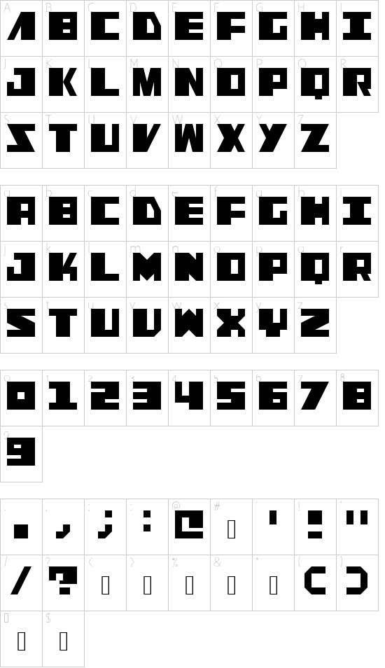 AKROY Regular font character map
