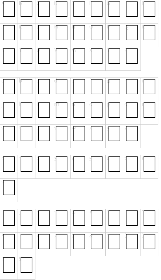 Wrenn Initials font character map