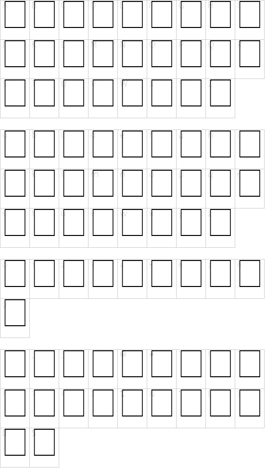 Wrenn Initials Shadowed font character map