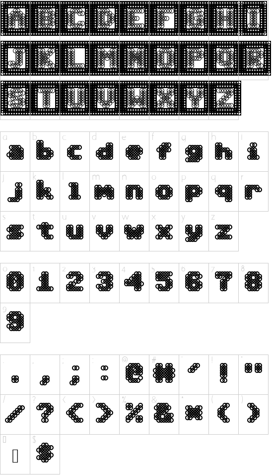 00ne Commodore Church  Regular font character map