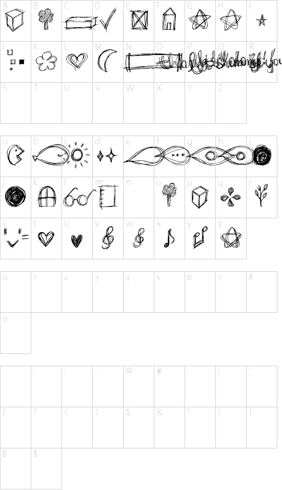 go around the books - symbols font character map