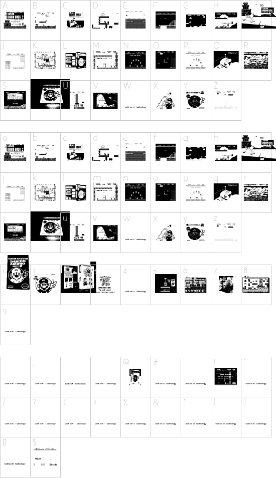 Super Mario Lost! font character map