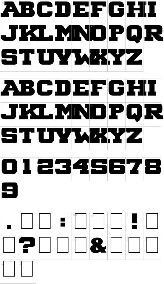 Big Ten Block font character map