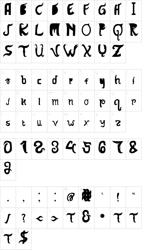 Hanatasya Sans font character map