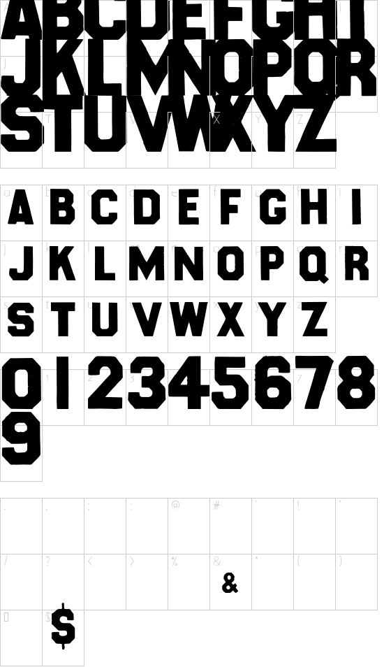 Karopapier font character map