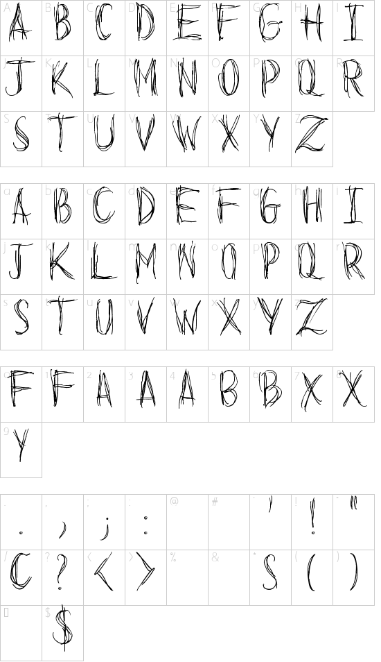 Before I Fall Demo font character map