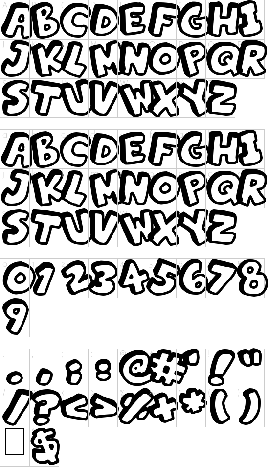 Alphabet Souplings font character map