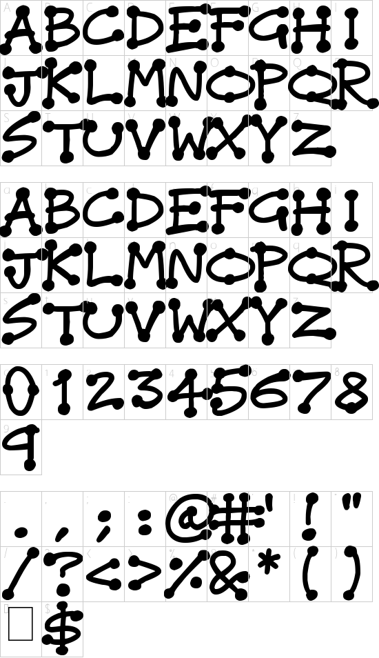 Dot Stick Doodles font character map