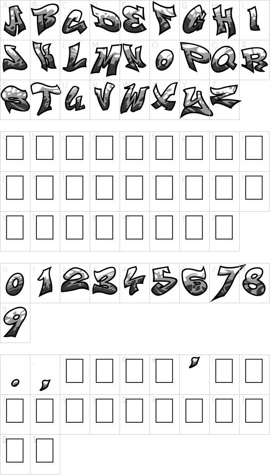 Smasher 312 Custom font character map