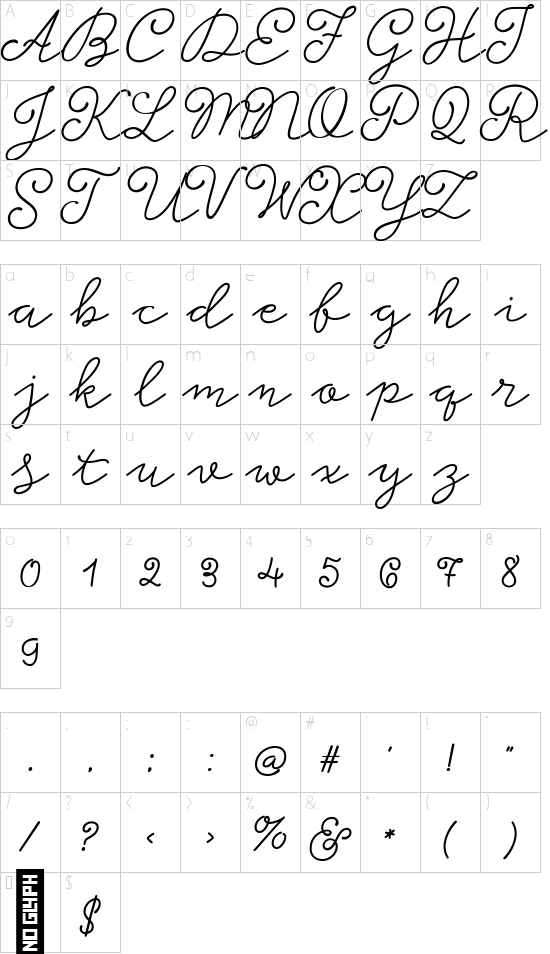 SVN-Storyteller Casual font character map