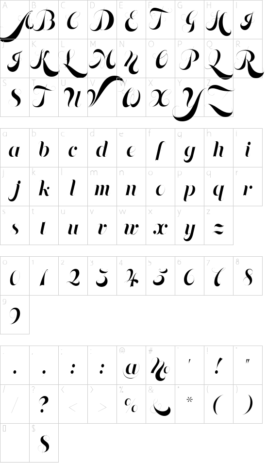 UVF Memoriam Pro font character map