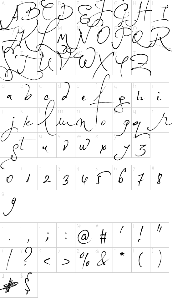 MTD Loveletter No.9 font character map