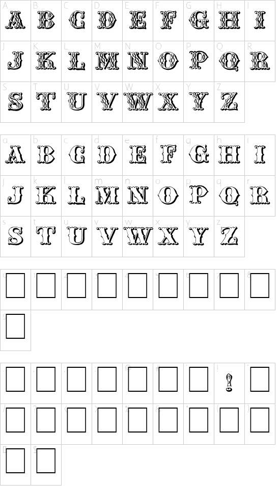 Chipperfield_and_Bailey font character map