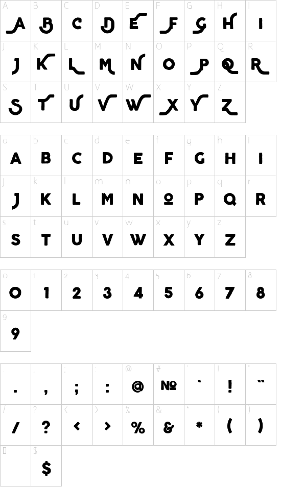 iCiel Brawls font character map