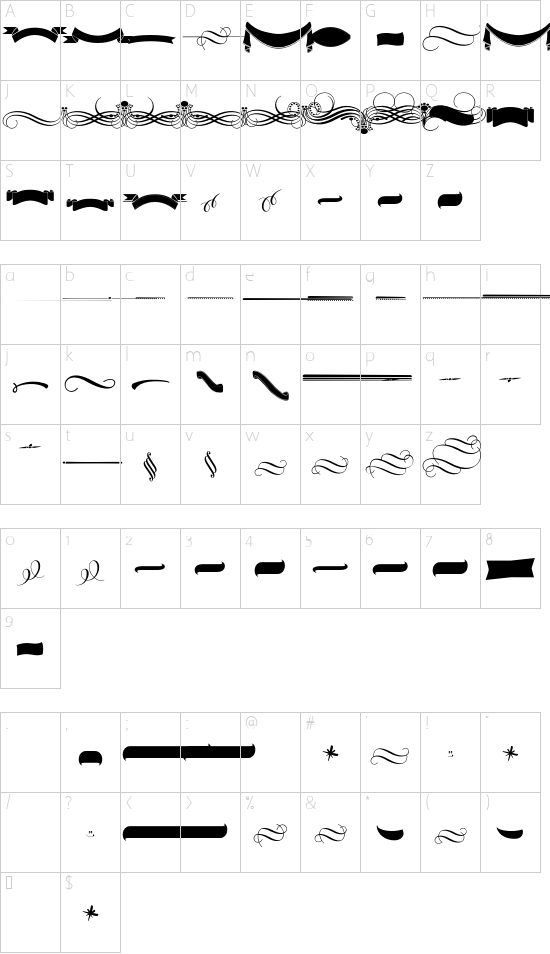 VL Voyage Ornaments font character map