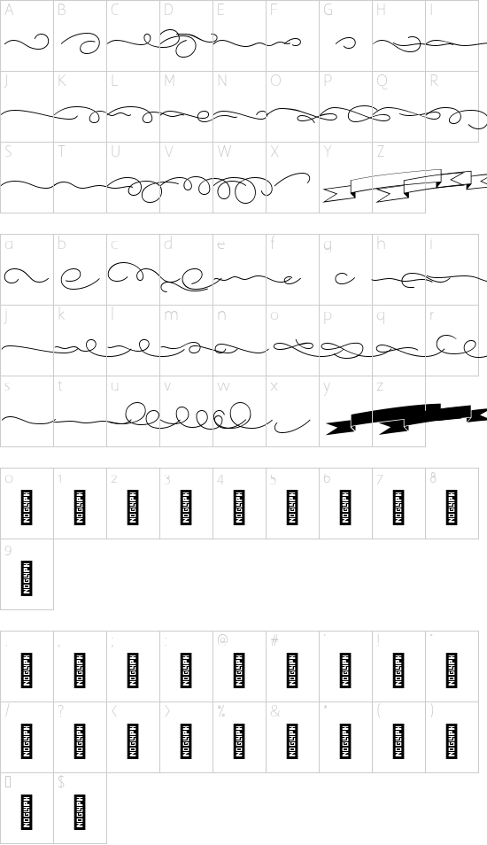 VL PretAPorterLinear BoldOrna font character map