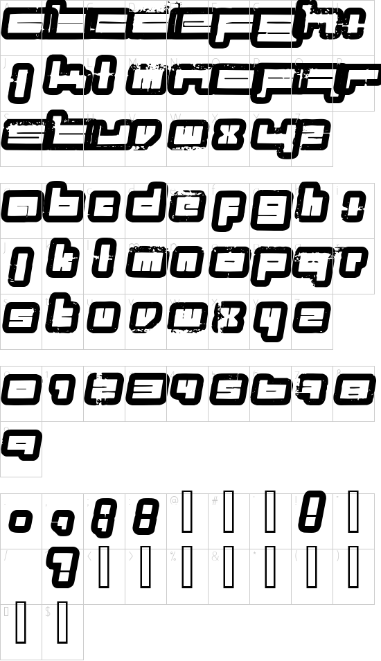 projects font character map