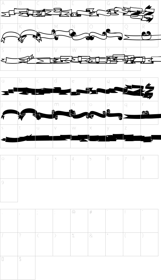 MF 26 Banners font character map