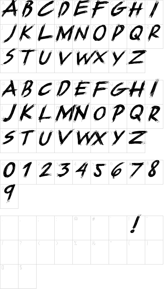 Supremo Slant Italic font character map