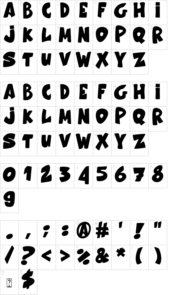 Honey Bear font character map