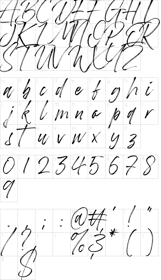 Betterworks font character map