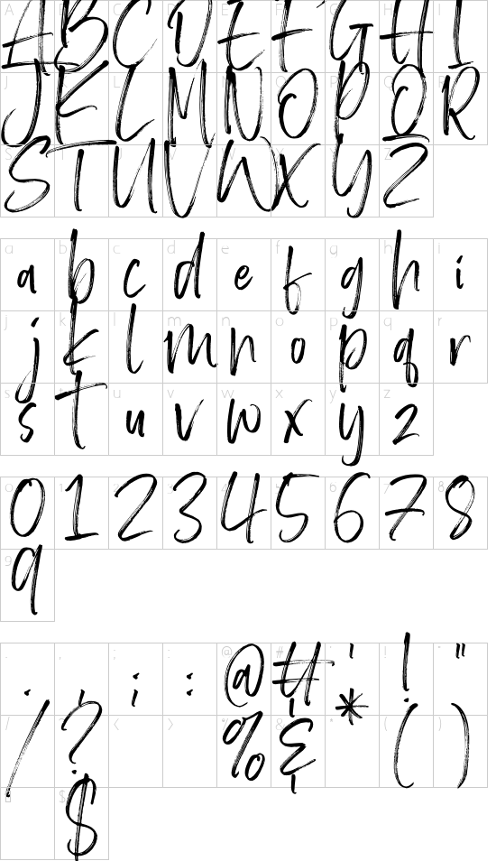 Brother Home Demo Version font character map