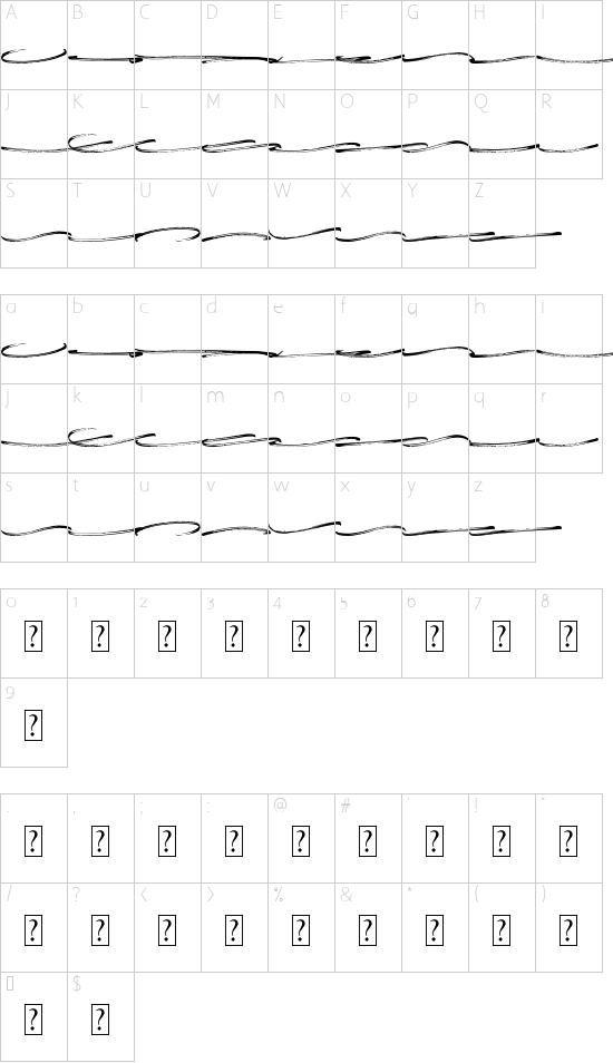 Hillstone swash Demo FPU font character map